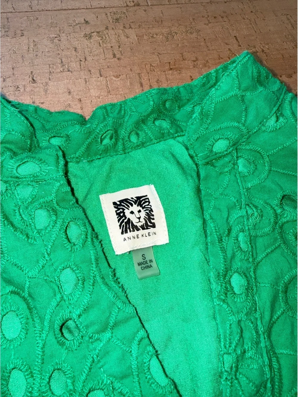 Anne Klein Green Eyelet Tiered Midi Dress Size S - Picture 4 of 7